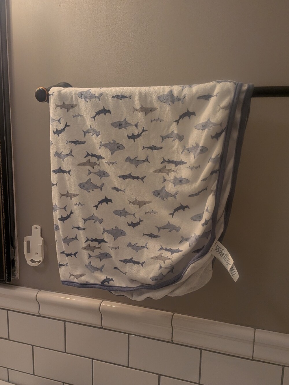 Carter's Blue and White Shark Print Hand Towel